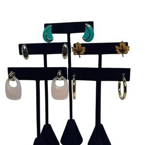 Vintage Gold Tone Pierced Earrings Lot Of 5 Styles (5834)